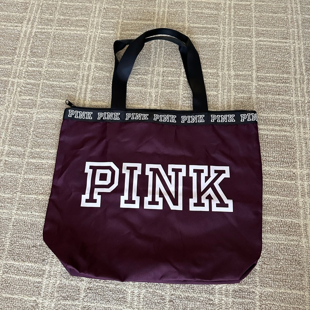 PINK Victoria's Secret Maroon Tote with Black Straps